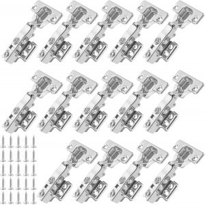 Lot de 14 charni&egrave;res d'armoire &agrave; fermeture douce - But&eacute;e d'angle - Charni&egrave;res &agrave; fermeture douce - Charni&egrave;res de meubles - Neuf