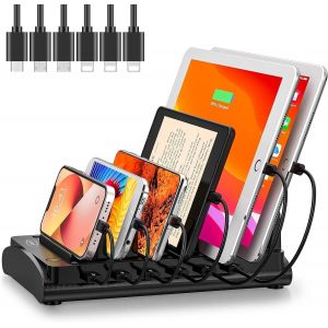 Station De Charge Pour Appareils Multiples, Homologuée Etl, 60w 6 Ports Charger Station Pour Iphone, Ipad, Téléphone Portable, Tablettes Et Autres Appareils Électroniques - Neuf