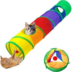 Cat Toys Cat Tunnel And Cat Cube Pop Up Collapsible Kitten Indoor Outdoor Toys-Collapsible 2 Way Cat Tube- For Cat, Puppy, Kitty, Kitten, Rabbit - Neuf