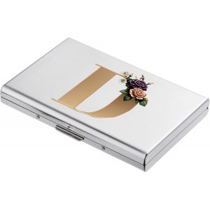 KALANKA-® Porte Cartes de Crédit, Portefeuille Fin en Métal avec Blocage RFID, Design Tendance et Motifs Artistiques, pour Homme et Femme. (6 Cartes/Argent/D) - Neuf