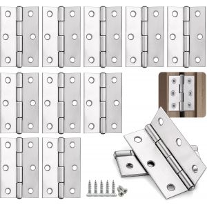 10 Charni&egrave;res Pliables en Acier Inoxydable 44x32x1mm, Petite Bande de Charni&egrave;re Quincaillerie Pour Portes, Fen&ecirc;tres, Armoires, Paumelles De Porte Avec 72 vis 3.5x12mm Pour Porte Placard - Neuf
