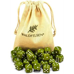 Sansh-® Lot De 6, 12, 20, 30 Ou 50 Dés De Haute Qualité De La Marque ® Taille Standard 16 Mm Cube Acrylique Bouton Cube De Jeu Dice 6 Côtés Accessoires De Jeu Avec Sac En Tissu (Olive - Neuf
