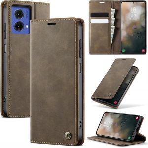 Maa-Coque Motorola Moto G85 Cuir Pu Premium Fentes Cartes Etui Pochette De Portefeuille Avec Fonction Support Case À Rabat Coque Motorola Moto G85 - Café - Neuf