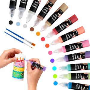 12 Pi&egrave;ces Stylos &Agrave; Bougie, 12 Couleurs Crayons De Cire Pour Bougies, 28ml Stylos &Agrave; Cire Pour Bougies, Candle Pen Set, Id&eacute;al Pour D&eacute;corer Et Concevoir Des Tissu, Carton, Bois, C&eacute;ramique - Neuf