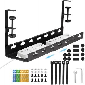 Cable Management, Range Cable Bureau R&eacute;tractable de 28,5cm &agrave; 55cm, Plateau de Gestion des C&acirc;bles de Bureau,Rangement Cable Bureau, C&acirc;ble Management Organisateur de Cable pour Bureau &agrave; Domicile - Neuf