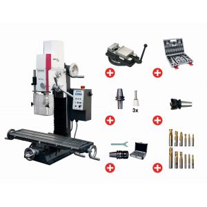 Perceuse-fraiseuse X 480 mm Y 175 mm Z 370 mm BT20 0,95 kW 230V changement d'outil m&eacute;canique avec accessoires Optimill MH22V PACK - Neuf