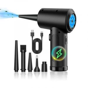 Black Dépoussiéreur à air comprimé sans fil portable avec lumière LED, souffleur, ordinateur, livres, PC, clavier, miettes, voiture ""Nipseyteko - Neuf