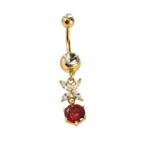 Piercing De Nombril Avec Pendentif Papillon Tendance (Rouge) - Neuf