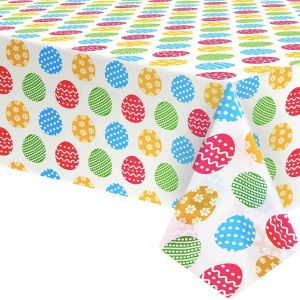 Nappe de Pâques en Forme d'?uf,274x137cm Nappes Jetables Décorations de Table pour Pâques,Fournitures de Fête Pâques,Rectangulaire Couvre Table de Pâques Cuisine,Décorations de Fête de Pâques - Neuf