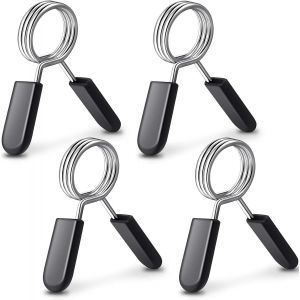 Lot De 4 Colliers À Ressort En Acier Pour Haltères, Clips De Verrouillage Avec Poignée En Caoutchouc Pour Barres D'haltères, Équipement De Gymnastique (28 Mm, Noir) - Neuf