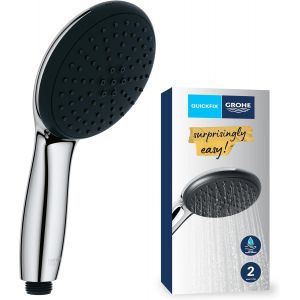 Vitalio Start 110, Pommeau de Douche Rond 11cm 2 Jets (Pluie/Stimulant), Economie d'Eau, Sélection Facile, Procédé Anti-Calcaire, Chromé, 27946001 - Neuf