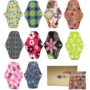 Kalanka-Serviettes Hygi&eacute;niques Lavables R&eacute;utilisables 10 Pack - Taille M (26cm) Flux Mod&eacute;r&eacute;, Bambou Confortable + Pul Imperm&eacute;able, Protection P&eacute;riodique Durable, Sac &Eacute;tanche Inclus - Neuf