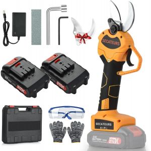 Sécateur électrique-Sécateur électrique professionnel 40 mm avec 2 batteries 21 V/2000 mAh-Sécateur sans fil pour jardinage,vigne,arbre fruitier.[C37] - Neuf
