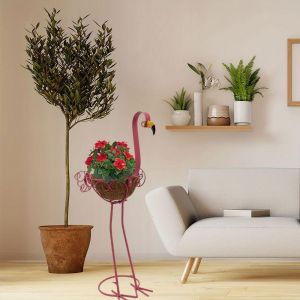 2x Flamingo Planter Stand Decorative Flower Pot Animal Statues Flower Pot - Neuf