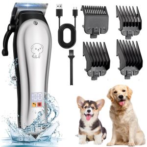 Tondeuses Pour Chiens, Professionnelle Tondeuse Chien Poil Long Epais Avec Ecran Lcd Et 4 Peignes De Limite, Tondeuses Animaux À Lame Étanche, Toilettage Pour Animaux De Compagnie Chat Chien - Neuf