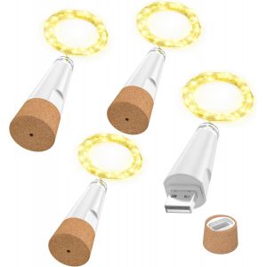 TRAHOO-Guirlandes Lumineuses USB, Bouchon LED Rechargeable pour Bouteilles de Vin u2013 Version 2024, Lumi&egrave;res D&eacute;coratives pour F&ecirc;te, No&euml;l, Mariage - Neuf