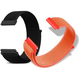2 Pi&egrave;ce Bracelet Pour Largeur De 20mm,22mm, Confortable Et Respirant, Avec Boucle &Agrave; D&eacute;gagement Rapide, Sangle De Remplacement En Nylon Pour Hommes Femmes - Noir & Orange[Let9135838] - Neuf
