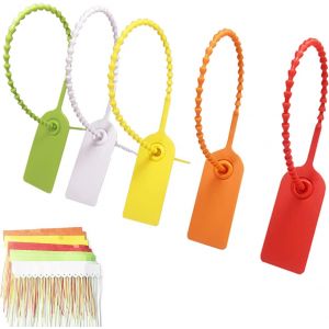 MEVRONISSHOP-100 Pi&egrave;ces Plastique Serre-c&acirc;ble, Multicolore Serre-c&acirc;ble, Etiquettes Serre-c&acirc;bles, &eacute;tiquettes de S&eacute;curit&eacute; en Plastique, Boutons Anti-contrefa&ccedil;on pour l'habillement et la Logistique (5 C - Neuf