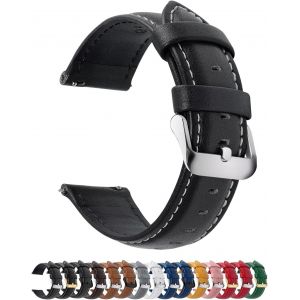 Bracelet Montre En Cuir Véritable,Axus Montre Bracelet À Dégagement Rapide,24mm Noir - Neuf