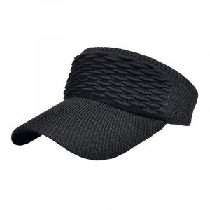 Femmes Chapeau De Pare-Soleil Pour Femmes Tricoté Chapeaux Élastique Sport Chapeau Vide Top Séchage Rapide Large Bord Chapeau De Golf, Noir - Neuf