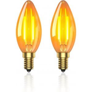 Kalanka-2,5w Ampoule E14 Led Blanc Chaud 2200k,C35 Candle Ampoule Vintage Petit Culot À Vis Ses Ambre Ampoule Lampe De Sel,Équivalent 20w,Non Dimmable,Lot De 2 - Neuf