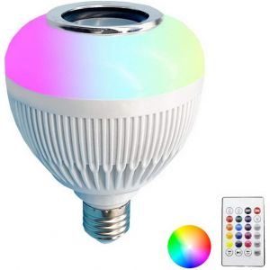 Sjzg-Ampoule Led Avec Haut-Parleur Bluetooth Int&eacute;gr&eacute;, Ampoules Color&eacute;es E27 12w Rgb Lampe De Changement Audio St&eacute;r&eacute;o Sans Fil Avec T&eacute;l&eacute;commande [Classe &Eacute;nerg&eacute;tique A+] - Neuf