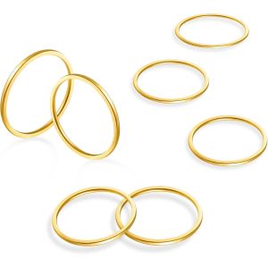 7 Pièces Bague Femme Acier Inoxydable Argent Or 18k Palque Bijoux Breloque 46 49 52 54 57 60 62 Anneaux Empilables - Neuf