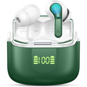 KAL-Ecouteurs Bluetooth Sans Fil, 2025 Oreillette Bluetooth 5.4 Hifi Stéréo 3D, 48Hrs Ecouteurs Sans Fil Avec Cvc8.0 Antibruit Mic, Ip7 Étanche Casque San Fil Sport Écran Led, Usb-C Pour Android/Ios - Neuf