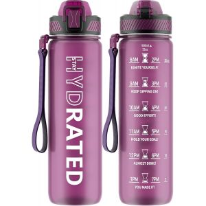 Shiba-Gourde, 1l Gourde Sport Avec Paille Et Graduée, 1 Litre Étanche Bouteille D'eau Avec Brosse, Gourdes Motivation Sans Bpa Pou[1 - Neuf