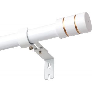 Tringle à rideaux extensible avec supports réglables et embouts décoratifs blanc et doré,25 mm,66-105 cm,kit de ferrures en acier inoxydable pour fenêtre,salon - Neuf