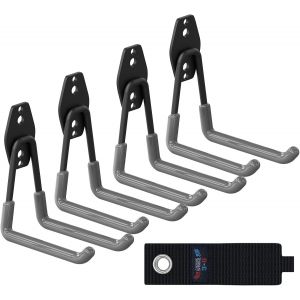 Crochet Mural Garage 10PC, Rangement Garage,Crochet Mural en Acier Avec 3 Soudures au Lieu de 2 Plus Fortes pour &Ecirc;chelle,V&eacute;los,Tuyaux,Outils &eacute;lectriques(Noir) - Neuf