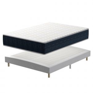 Ensemble Matelas en Mousse 160x200 cm+Sommier tapissier volige,9 Pieds Inclus,ensemble matelas et sommier - Neuf
