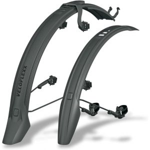 Veloflex Set (55/65/65 29'') Kit Garde-Boue (Protection Anti-Éclaboussures Pour Vélo De Montagne Et De Ville, Adaptateur De Cadre Réglable, Avec Fermetures Velcro Et Tendeurs En - Neuf