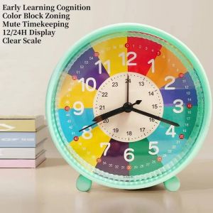 R&eacute;veil Num&eacute;rique Avec R&eacute;tro-&Eacute;clairage,Apprentissage Pr&eacute;coce,Aliment&eacute; Par Batterie Aa,Horloge De Table Muette,Bloc De Couleur 12/24H,Horloge &Eacute;lectronique.Green. - Neuf