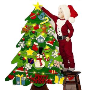 Ressenti De L'arbre De No&euml;l, De No&euml;l De Bricolage, D&eacute;coration, Arbre De No&euml;l Avec 32 Pcs Ornements De D&eacute;coration Murale &Agrave; Led Les Lumi&egrave;res De F&eacute;es Pour Les Enfants &Agrave; La Maison Du Mur De La Porte Dec - Neuf