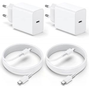 JGD-45W Chargeur USB C,Chargeur Rapide Samsung avec 2M C&acirc;bles,Charge Rapide pour Samsung Galaxy S25/S24/S23/S22/S21/S20/S20+/Note 20/10/9/8/A73/A53/A52,UBS C Secteur Mural Alimentation Prise-2 Pack B - Neuf