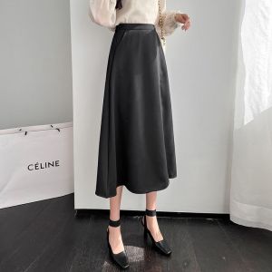 Jupe Mi-Longue Printemps Et Été Taille Haute Trapèze Large Jupe Slim Couvrant Les Hanches Taille Élastique Jupe Longue Pour Femme - Neuf