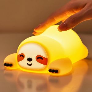 Paresseux Veilleuse Enfant, Silicone Veilleuse Toucher Doux, Dimmable Lampe De Chevet, Rechargeable Lampe Avec Minuterie, Night Light Pour Chambre Garçon Fille Cadeaux Décoration - Neuf