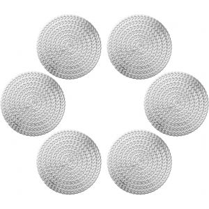 (Argent) 10cm, Sous-Verres, 6 Pièces Rond Coaster, Créatif Pvc À Café Ronde Mat, Imperméable À L'eau Coaster, Noël Imperméable À L'eau Coaster, Isolation Thermique - Neuf