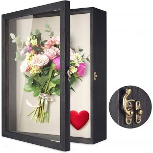 Cadre de bo&icirc;te d'ombre 20x25cm Shadowbox Vitrine Cadre Photo avec Bouquet M&eacute;dailles Linge Heirlooms Retour Bo&icirc;te M&eacute;moire Photo Militaire - Neuf