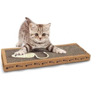 Cmws-Griffoir Pour Chat Avec Herbe À Chat ¿ 37 Cm ¿ Tapis À Gratter En Carton Pour Chats Et Chatons D'intérieur ¿ Jouet À Griffer Ondulé Durable Pour Griffer, Jouer Et Se Reposer - Neuf