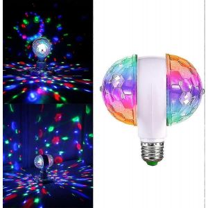 6w E27 Led Rgb Double Boule De Cristal Ampoules De Scène Rotative Dj Disco Lampe De Fête - Neuf