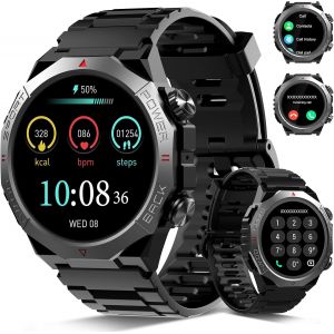Montre Connect&eacute;e Homme, Militaire Smartwatch avec Appel Bluetooth, 1.39"" HD Smart Watch Homme avec 110+ Modes Sportifs/Cardiofrequencemetre/Sommeil, Etanche IP68 Montre Intelligente pour Android iOS - Neuf
