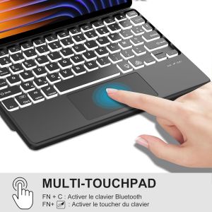 Clavier avec Touchpad pour Xiaomi Pad 7/7 Pro 11.2"" 2025, AZERTY Français Clavier Rétroéclairé Bluetooth Magnétique Détachable avec Trackpad pour Tablette Xiaomi Pad 7/7 Pro 11.2 Pouces, Bleu - Neuf