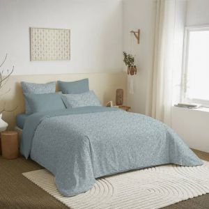 Pack Complet Housse De Couette - C&eacute;leste - King Size - 100% Coton - 6 Pi&egrave;ces - R&eacute;versible - Neuf