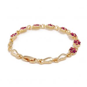 Bracelet Jonc En Strass Pour Femme (Rose Rouge N¡Ã 1) - Neuf