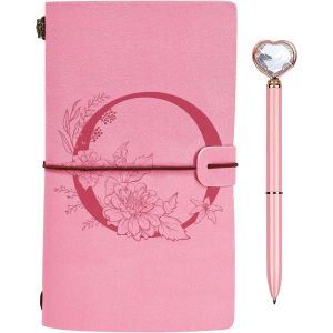 Personnalisé Journal Intime Cadeau,Initiale Carnet de Notes en PU Cuir,Carnet de Voyage Vierge avec Stylo Diamant Coeur,Noel Anniversaire Cadeaux pour Femmes Maman Fille Soeur Meilleure Amie O - Neuf