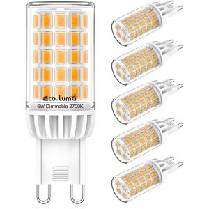 6w G9 Led Ampoule Dimmable Équivalent 60w Halogène, Blanc Chaud 3000k Pas De Scintillement Ampoule Led Lampe, Ac220-240v L'ampoule Led G9, 360° Angle De Faisceau, Lot De 5 - Neuf