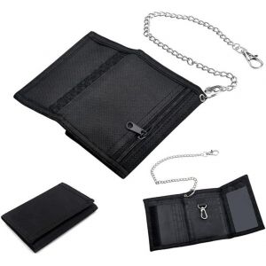 CMJAAGUR-Portefeuille Ado Garcon,Portefeuille À Trois Volets Fin Porte Monnaie Avec Chaine Porte Monnaie Enfant Avec Cordon Et Chaîne En Fer Porte-Monnaie Per Homme Enfant Garcon[M708] - Neuf