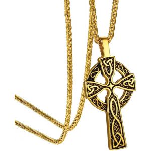 Kal-Goldchic Collier Croix Chretienne Homme Inri/Noeud Celtique/Serpent/Bible Pendentif Croix Femme Personnalisable Chaine Garcon Pendentif Religieux Acier/Or/Noir Amulette De Protection - Neuf